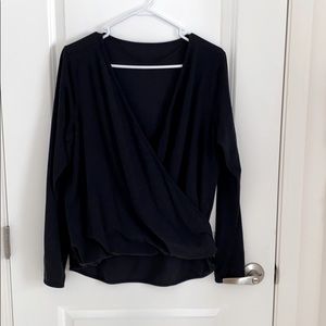 Black Long-Sleeve Lululemon Wrap Top